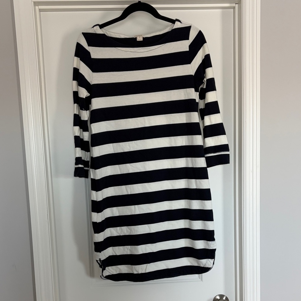 J. Crew Striped Navy and White Dress